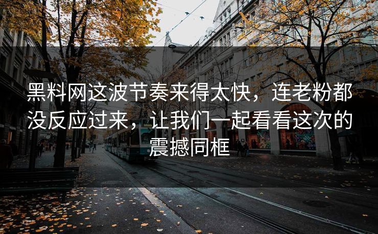 黑料网这波节奏来得太快，连老粉都没反应过来，让我们一起看看这次的震撼同框
