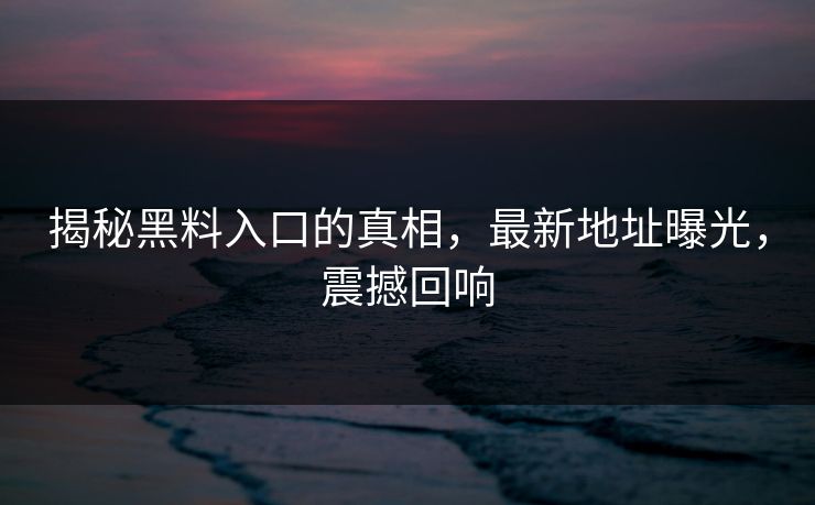 揭秘黑料入口的真相，最新地址曝光，震撼回响