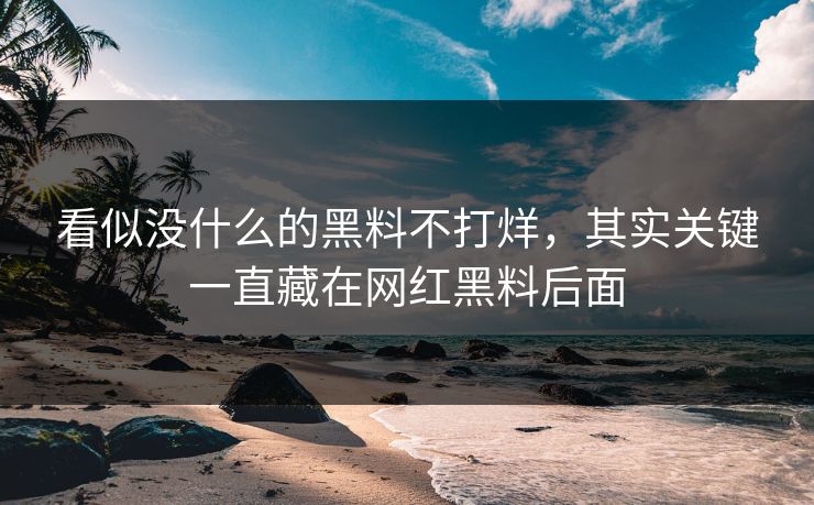 看似没什么的黑料不打烊，其实关键一直藏在网红黑料后面