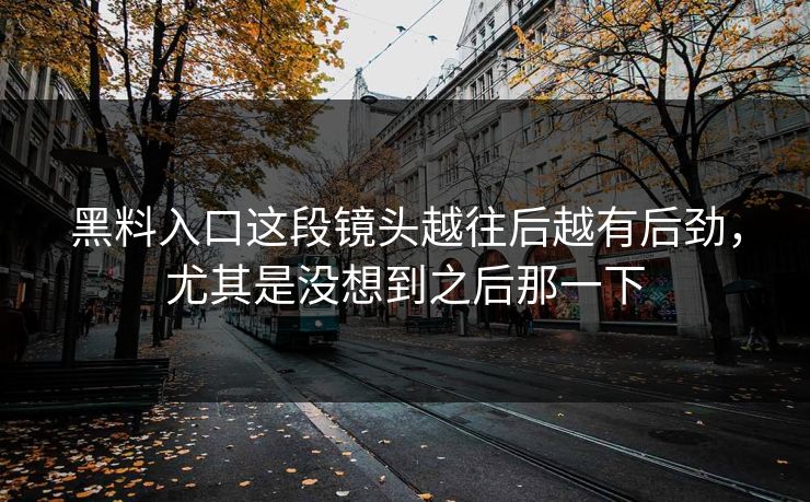 黑料入口这段镜头越往后越有后劲，尤其是没想到之后那一下