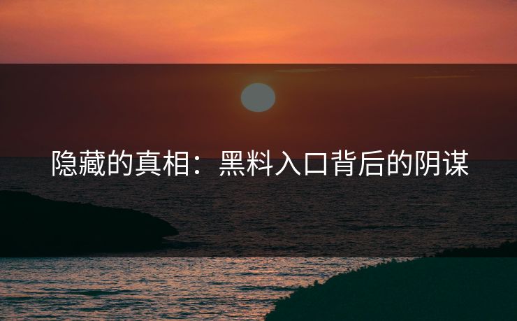 隐藏的真相：黑料入口背后的阴谋