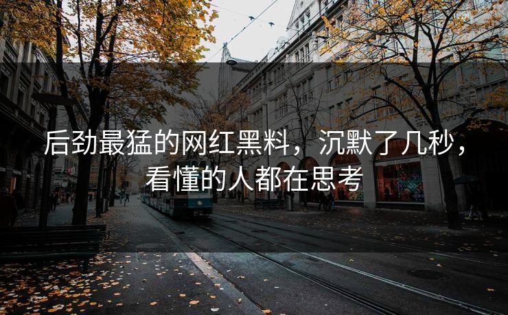 后劲最猛的网红黑料，沉默了几秒，看懂的人都在思考